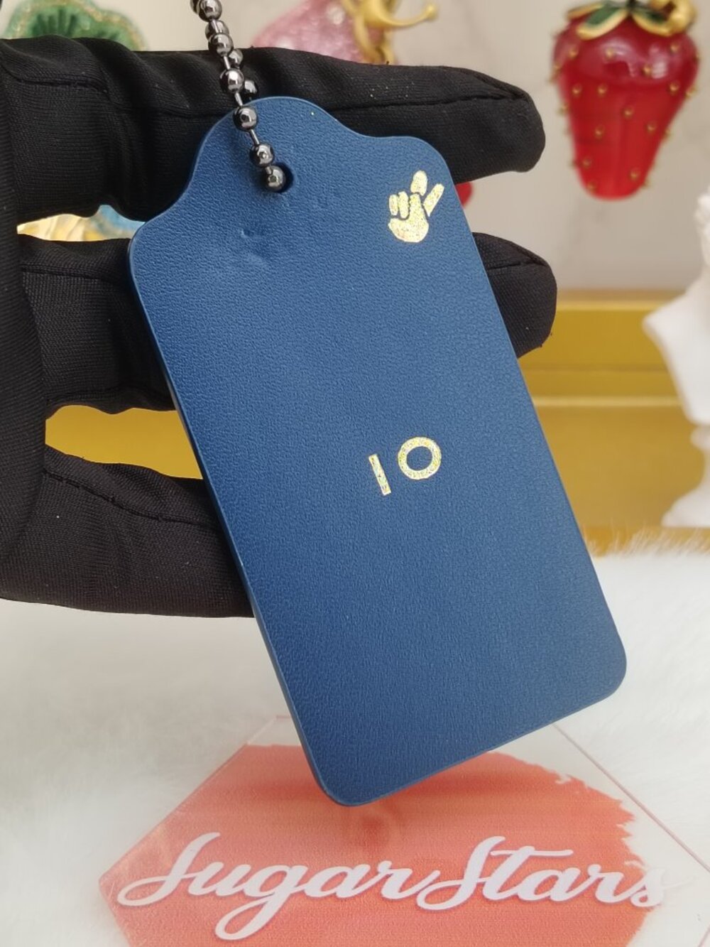 Coach leather tag bag charm